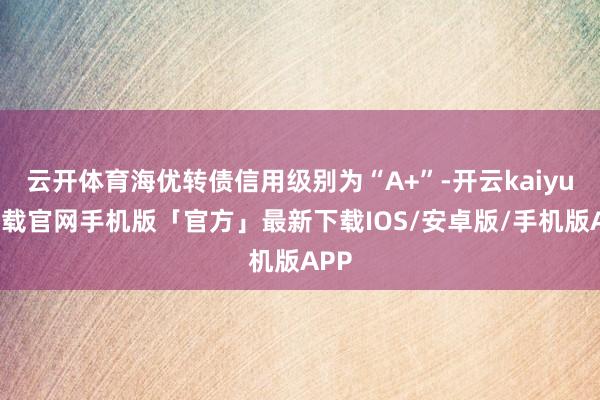 云开体育海优转债信用级别为“A+”-开云kaiyun下载官网手机版「官方」最新下载IOS/安卓版/手机版APP